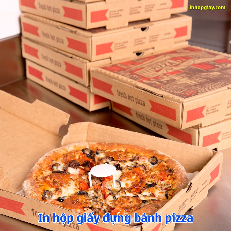 In hộp giấy đựng bánh pizza