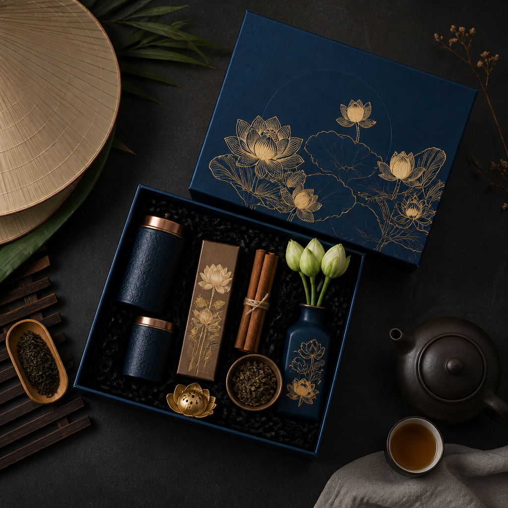 Hộp quà tặng cao cấp với thiết kế sang trọng, tối giản, phù hợp cho nhiều loại sản phẩm