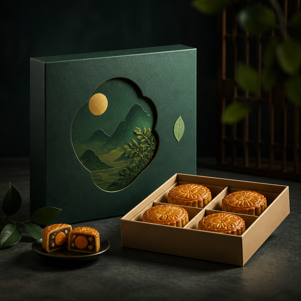 Hộp bánh trung thu 2026 với chất liệu giấy Kraft thân thiện môi trường, thiết kế tự nhiên