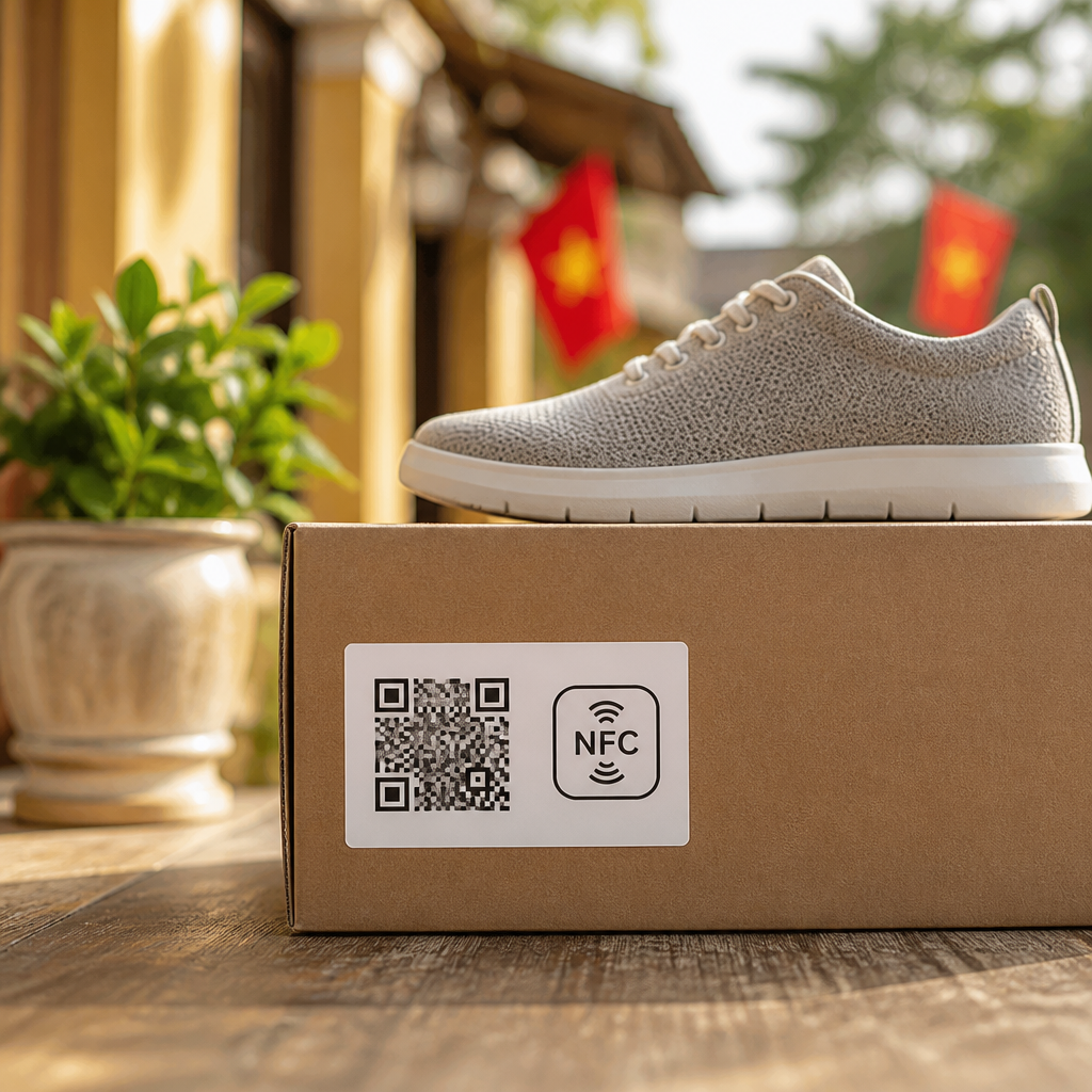 Hộp giày tích hợp mã QR và chip NFC cho trải nghiệm khách hàng
