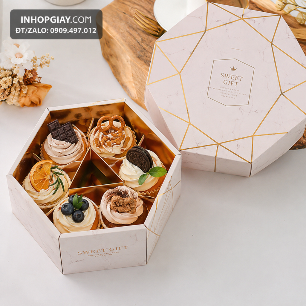 Hộp Cupcake Hình Lục Giác Độc Đáo