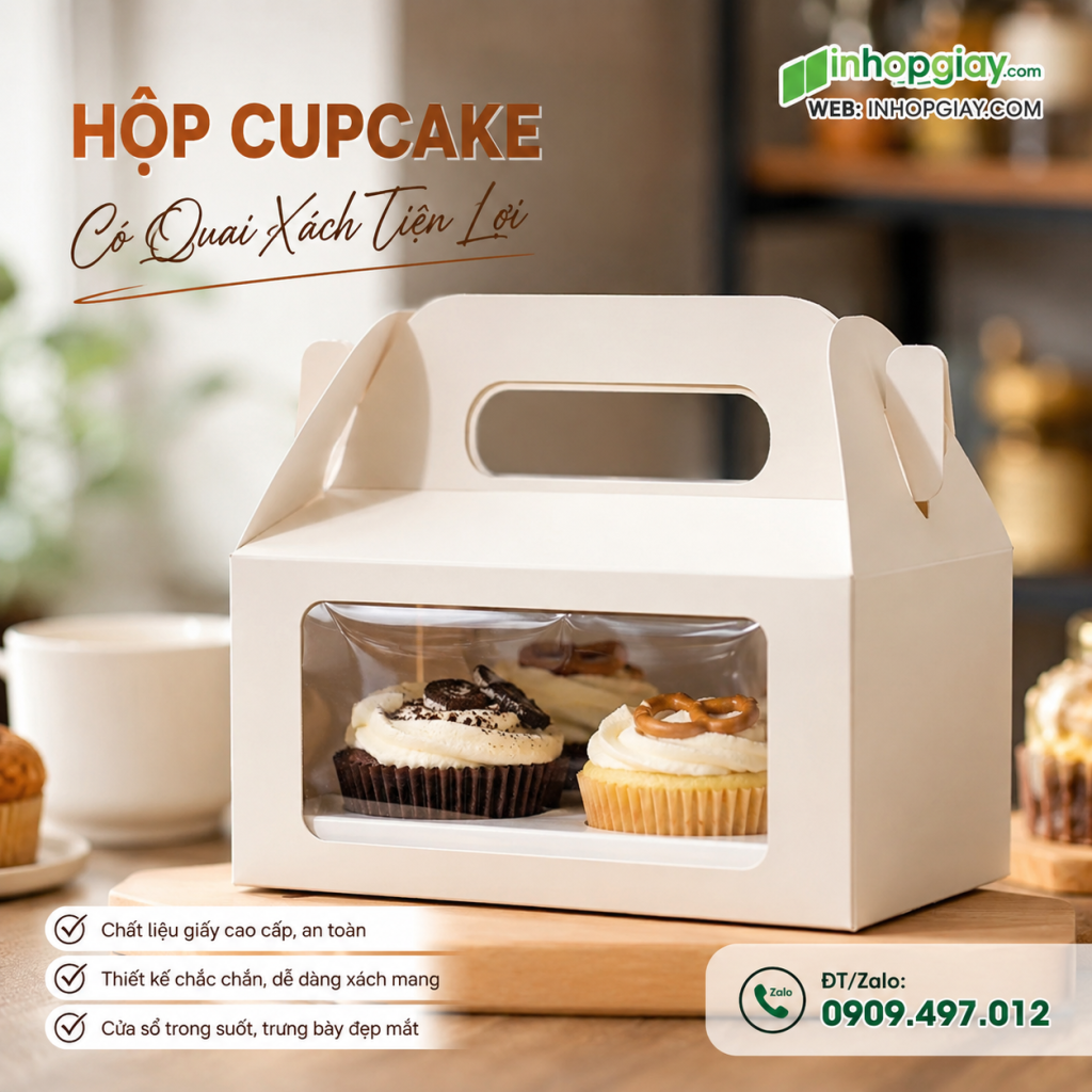 Hộp Cupcake Có Quai Xách Tiện Lợi