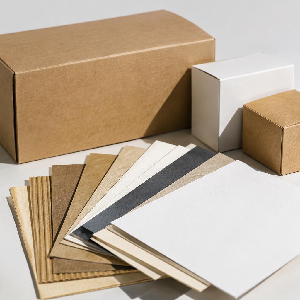 Các mẫu chất liệu giấy khác nhau được trưng bày để khách hàng lựa chọn cho việc in ấn